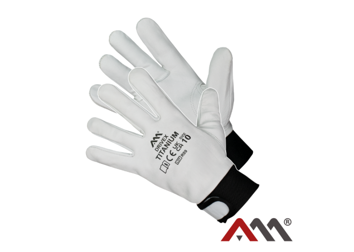 DRIVEX TITANIUM — leather work gloves made of genuine cowhide